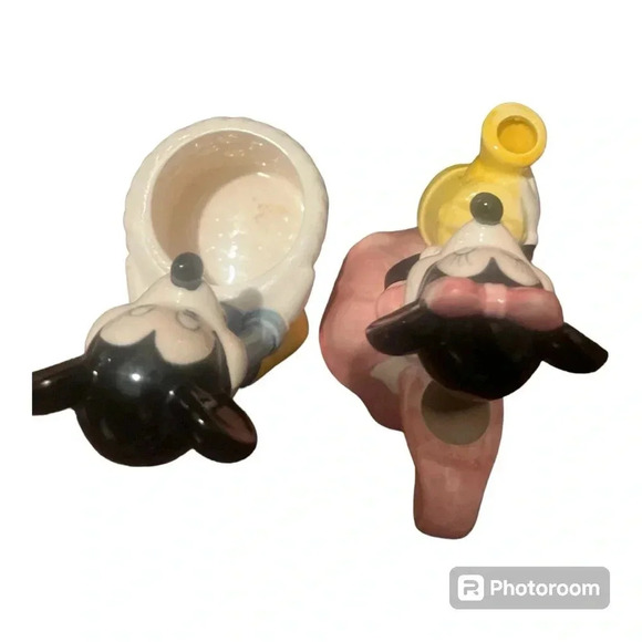 Vintage Mickey & Minni Mouse Ceramic Planter Set - Picture 3 of 11